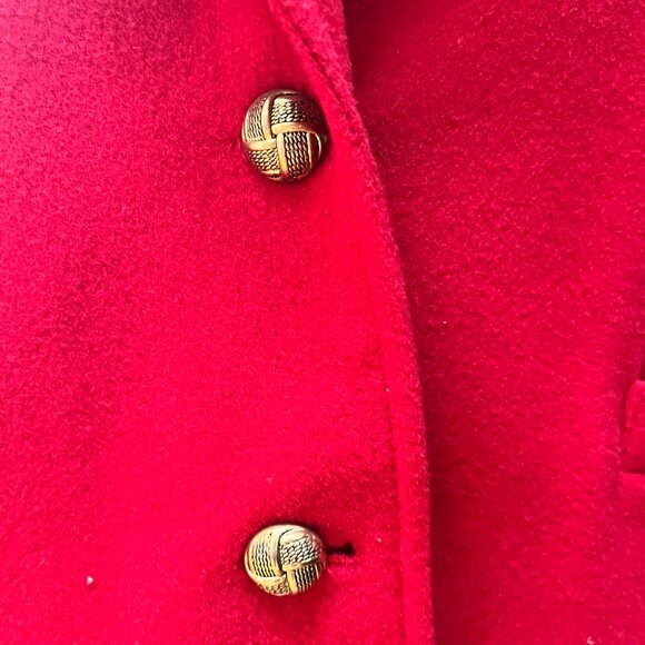 Vintage Red Single-breasted Wool/Cashmere Blazer, Size 8 petite - Picture 3 of 5